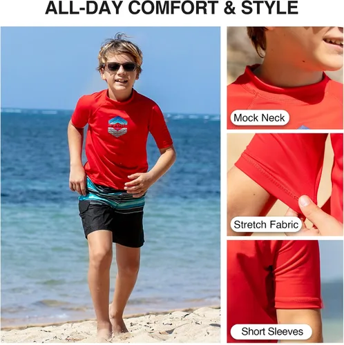 Vista 3 de Kanu Surf Boys Haywire UPF 50+ Sun Protective Rashguard Swim Shirt