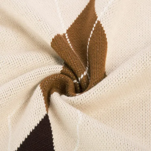 Vista 7 de PJ PAUL JONES Chaleco de punto de rombos suave para hombre, ajuste delgado, cuello en V, chaleco de punto