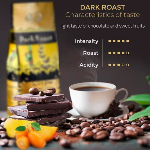 Vista 2 de Café costarricense tostado oscuro en grano entero (8.8 onzas) – Granos arábica 100% frescos, cultivados a la sombra y de origen local – Recuerdos