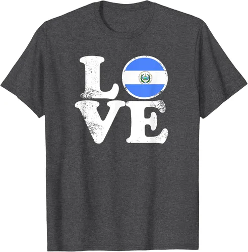 Vista 39 de Love El Salvador Flag tShirt Home Pride Distressed Tee T-Shirt