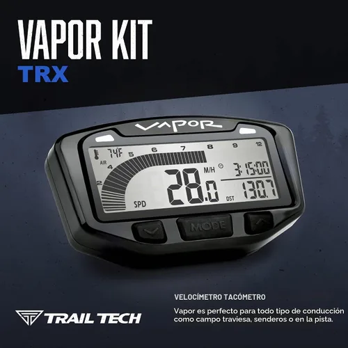 Vista 2 de Trail Tech 752-115 Kit de medidor de tacómetro digital de vapor, 1984-2015 Honda Yamaha TRX TW Raptor Wolverine
