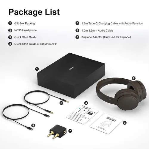 Vista 11 de Srhythm NiceComfort 35 (2.ª generación) Auriculares híbridos con cancelación de ruido, Bluetooth inalámbrico 6.0, 5 micrófonos con ENC