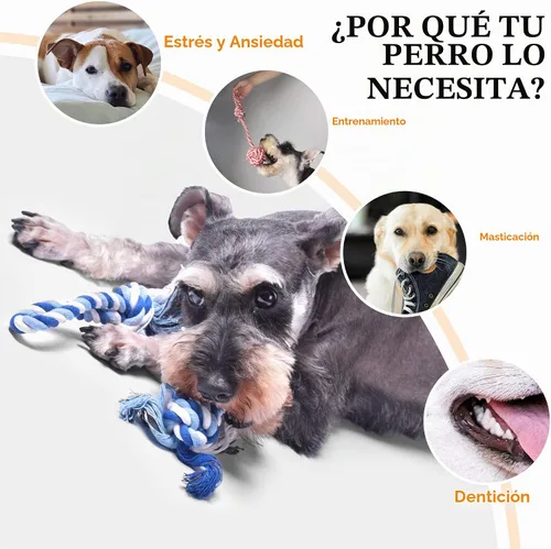 Vista 2 de Fida Juguetes de cuerda para perros, paquete de 4 unidades, resistentes cuerdas de algodón para masticar para interiores y exteriores, juego