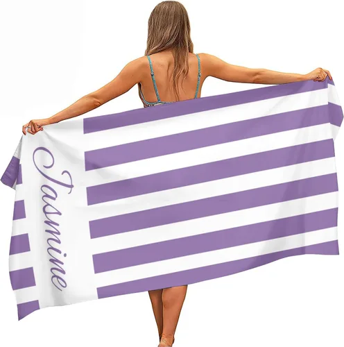Vista 22 de Toallas de playa personalizadas para niños y adultos, toallas de playa a rayas personalizadas con nombre, toallas de microfibra sin arena