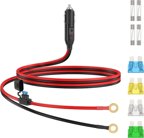 Vista 9 de 12AWG Cable de Cargador de Encendedor de Cigarrillos Resistente, Cable Adaptador de Encendedor de Cigarrillos Macho de 3.3FT con Luz LED y Caja
