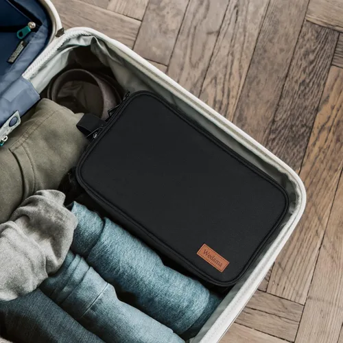 Vista 7 de Wedama Neceser de viaje para hombres, bolsa de aseo de viaje de mano, Negro -, L, Neceser