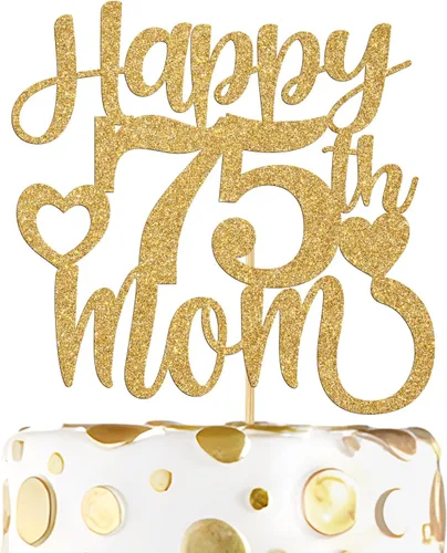 Vista 12 de Decoración para tartas con texto en inglés "Happy 50th Mom", feliz 50 cumpleaños para madre, saludos a 50 años, cumpleaños, aniversario, suministros
