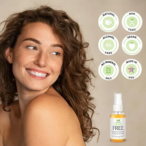 Vista 6 de Isabella's Clearly Aceite anticaspa natural y gratuito Alivio de picazón para cuero cabelludo seco con picazón, dermatitis, psoriasis, tapa