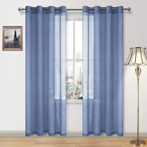 Vista 51 de DWCN Cortinas traslúcidas color verde frijol para sala de estar y dormitorio - Cortinas voile con aspecto de lino sintético con ojales en la parte