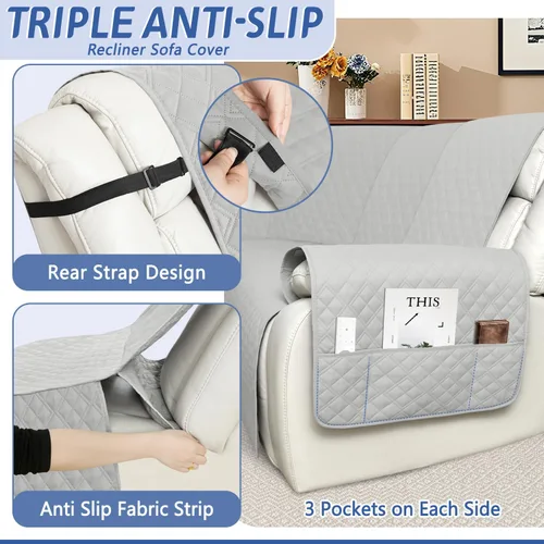 Vista 4 de Arfntevss Fundas de sofá seccional reclinable 100% impermeables en forma de L, funda de sofá para sofá seccional reclinable en forma de L, juego