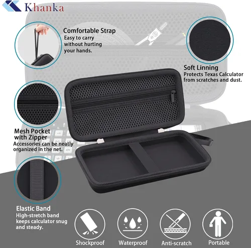 Vista 5 de Khanka Funda Stroage para Texas Instruments TI-84 Evo/TI - 84 Python/TI-83 Plus/TI-84 Plus/TI-84 Plus CE Calculadora gráfica a color, solo funda