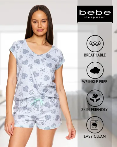 Vista 3 de bebe Conjunto de camisa de manga corta y pantalones cortos de pijama para mujer