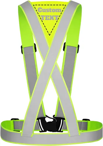 Vista 8 de Chaleco de seguridad personalizado, correas reflectantes de alta visibilidad, unisex, ligero, ajustable, para correr, construcción