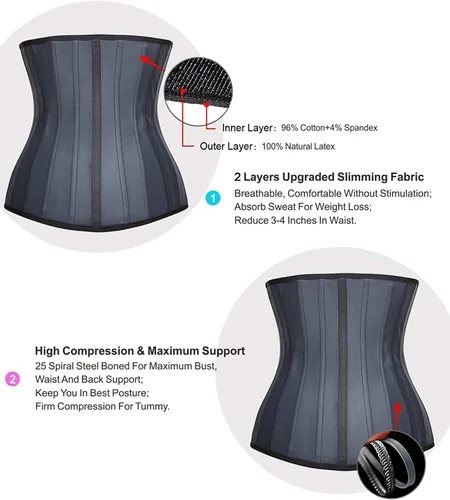 Vista 5 de YIANNA Underbust Corsé deportivo modelador de figura de látex para mujer