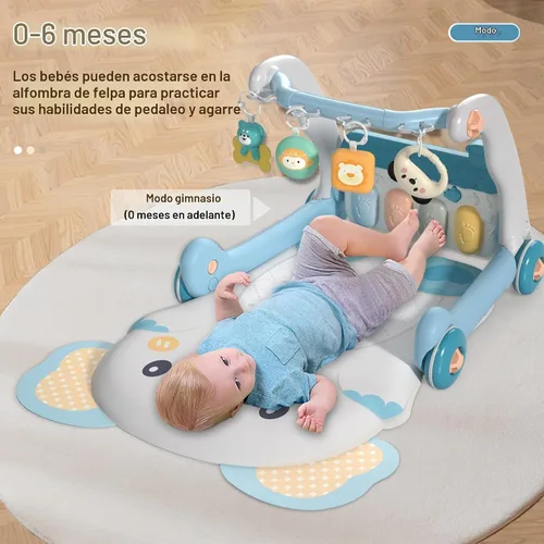 Vista 2 de Caterbee 2 en 1 Baby Piano Play Mat & Standing Toy con música y luz (azul)