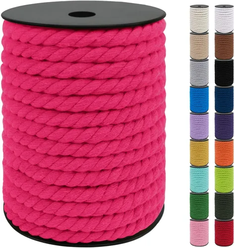 Vista 15 de JeogYong Cordón de algodón de 10mm, 22.86 metros de cuerda natural para macramé, hilo de 3 hebras torcido, cuerda para macramé para manualidades