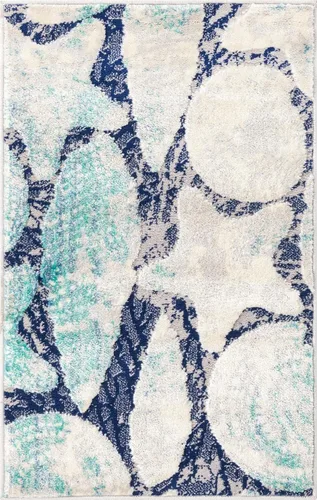 Vista 2 de Unique Loom Ariel Collection - Alfombra de área con diseño de estrella (2 pies x 3 pies 1 pulgada, rectangular, azul/marfil)