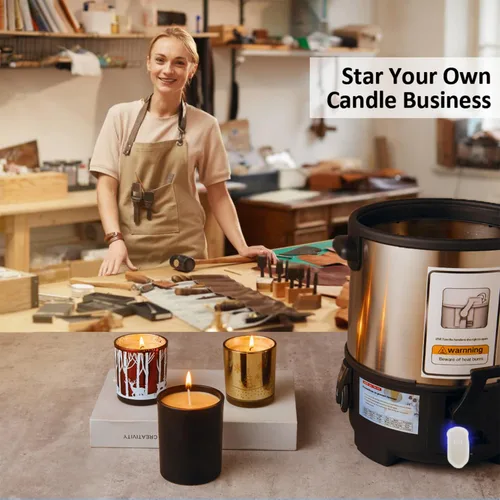 Vista 6 de KQU Olla de cera para velas con boquilla, derretidor eléctrico de cera para hacer velas, olla pequeña para hacer velas con mango resistente al