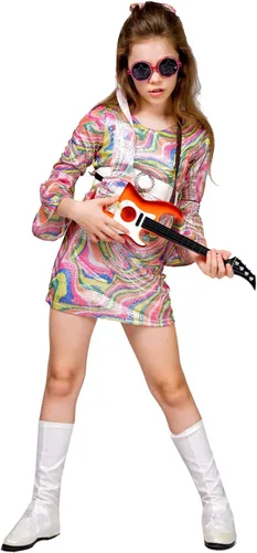 Vista 4 de Disfraz hippie de los años 60 y 70 para niña de los años 60 y 70