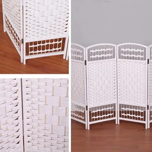 Vista 5 de Foldable Rattan Room Divider, Height Adjustable & Easy to Store, 4 Panels (100x40cm) - Perfect for Live Streaming Backgrounds, Privacy Screen, Home