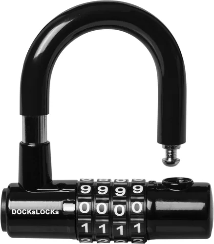 Vista 7 de DocksLocks - Juego de candado de cable de seguridad (5 a 25 pies de longitud) con bloqueo en U, 5 pies Anti-Theft Protection, 10mm Looped Ends