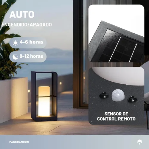 Vista 3 de Faroles solares para exteriores impermeables IP65, lámpara de pie LED para exteriores