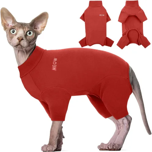 Vista 11 de ROZKITCH Suéter XS para Gato, Suéteres Suaves y Transpirables Solo para Sphynx, Abrigo con Cuatro Patas, Suéter Cálido Camiseta Pijama Mono Chaleco