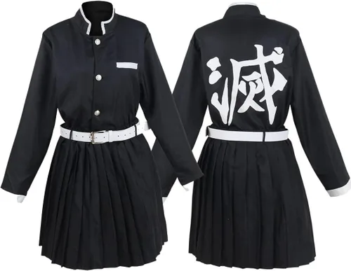 Vista 7 de UZAIN Disfraz de cosplay para mujer, disfraz de anime Kamado Tsuyuri Shinobu Mitsuri, conjunto completo con bambú