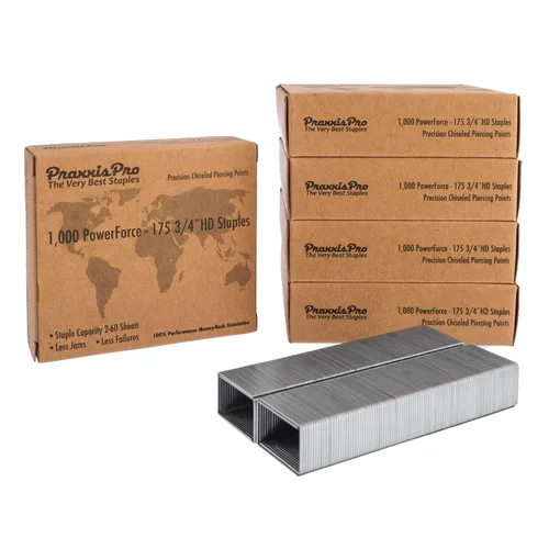 Vista 3 de PowerForce-175 - Recambio de grapas resistentes, longitud de pierna de 3/4 pulgadas, acero superior, punta de cincel, capacidad de 2 a 175 hojas