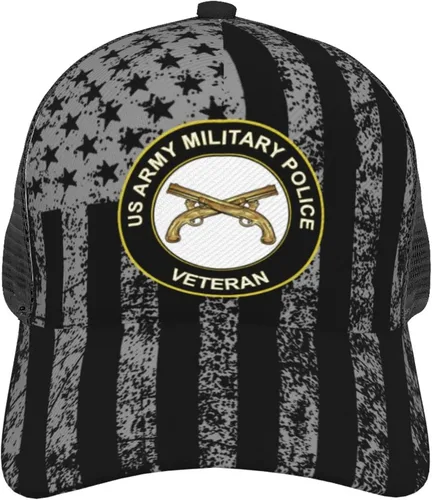 Vista 3 de Sombrero de camionero veterano de la policía militar de los Estados Unidos, gorra de béisbol de malla para hombres o mujeres al aire libre