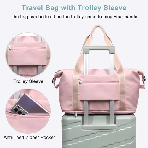 Vista 4 de DMLuna Bolsa de viaje de viaje, bolsa de gimnasio deportiva, bolsa de hombro para mujeres y hombres, bolsa de hospital, bolsa de lona expandible