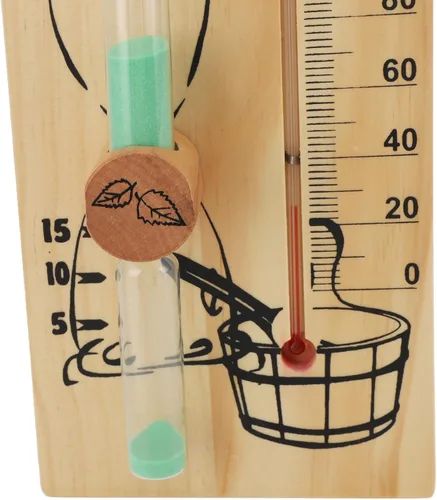 Vista 8 de Karlak Sauna Thermometer Hourglass 15 Minute Sand Timer 0 to 140 Celsius Degree Temperature Wall Mount Sauna Accessory