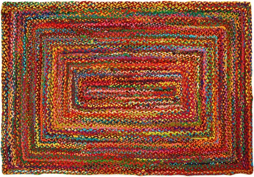 Vista 16 de GRUHUM Alfombra rectangular de algodón de yute de 2 x 3 pies, tejida a mano, natural, estilo granja bohemio para sala de estar, dormitorio, cocina