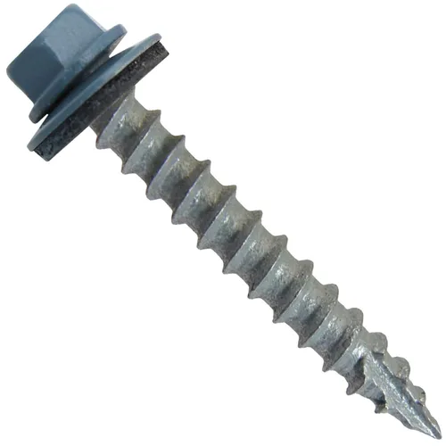 Vista 33 de Tornillos para techos de metal #14 (750) Tornillos x 1-1/2 "ABC Gris Arandela hexagonal Tornillo de techo de chapa metálica para techo.