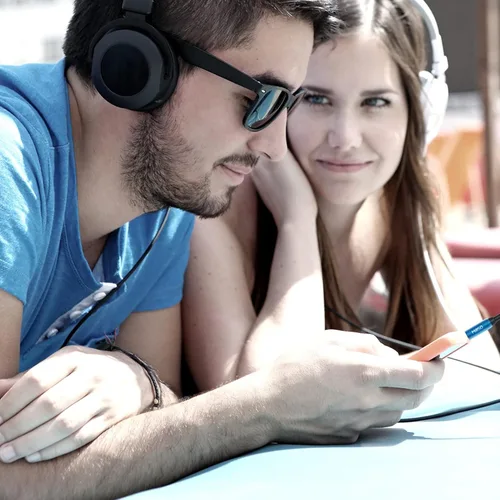 Vista 7 de MillSO Divisor de auriculares para 2 auriculares TRRS o micrófonos Divisor Sapphire Blue