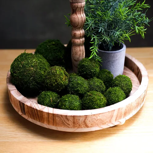Vista 3 de Byher - Bola decorativa de musgo verde natural, hecha a mano