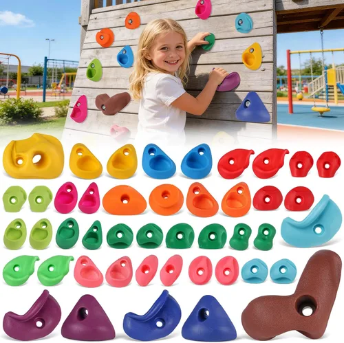 Vista 16 de 20 piezas de pared de escalada en roca para niños, agarres de pared de escalada en roca, kits de agarres de pared de escalada para adultos que