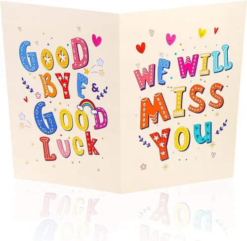 Vista 10 de NQEUEPN Tarjeta de felicitación grande de despedida, 11 x 17.3 pulgadas, tarjeta de buena suerte, tarjeta de regalo de despedida grande con sobre