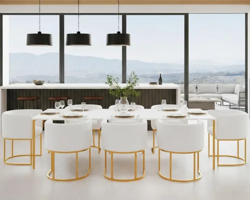 Vista 10 de HNY Silla de comedor moderna de mediados de siglo tapizada en forma de barril, negra, con brazos, silla de cocina y comedor de cuero, silla auxiliar