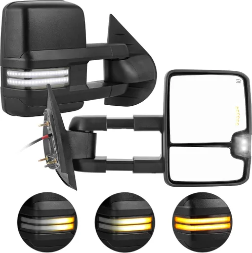 Vista 16 de AUTOSAVER88 Espejos de remolque compatibles con Chevy Silverado GMC Sierra 2007-2014, juego de espejos de remolque con calefacción eléctrica