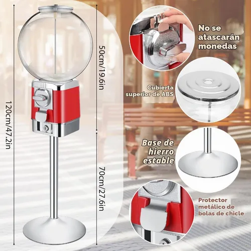 Vista 2 de Simgoing Máquina expendedora con soporte de metal, máquinas expendedoras de cápsulas de monedas comerciales, máquina de chicles de centavo