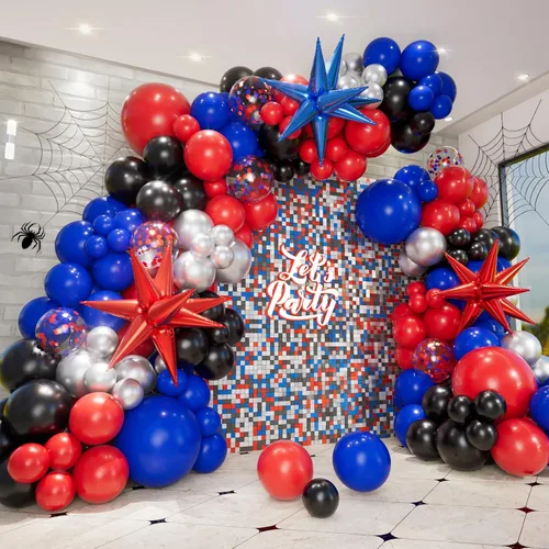 Vista 10 de Kit de arco de guirnalda de globos negros y dorados con globos de estrella en explosión, globos de látex de confeti de oro negro de 5/10/12/18