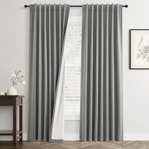 Vista 40 de Jowels - Cortinas opacas con pestaña trasera color beige cálido de 84 pulgadas de largo, 2 paneles para sala de estar y dormitorio, color beige