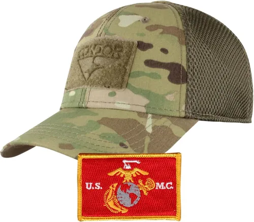 Vista 6 de Paquete de gorra táctica ajustada de malla Condor, en God We Trust & USA, elige la talla Negro
