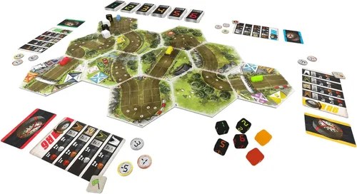 Vista 3 de Synapses Games Rallyman: DIRT Juego de mesa de estrategia Coches de carreras con dados 1 a 6 jugadores 60 minutos A partir de 10 años