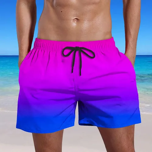 Vista 2 de Mens Swimming Trunks Quick Dry Swim Shorts with Mesh Lining Lightweight Swimwear Bathing Suit Gradient Beach Shorts