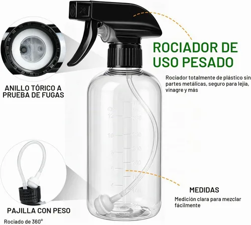 Vista 4 de Botellas pulverizadoras de 16 onzas, paquete de 2, pulverización de ángulo