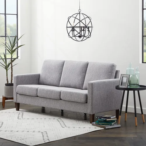 Vista 11 de Edenbrook Sofá tapizado Archer - Asientos Tres - Brazo Recto Diseño Moderno, Terciopelo Verde