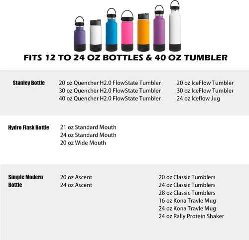 Vista 3 de 5 fundas de silicona para botella, protector inferior compatible con Stanley/Hydroflask/Iron Flask/Simple Modern, 2.9-3 pulgadas de ancho inferior