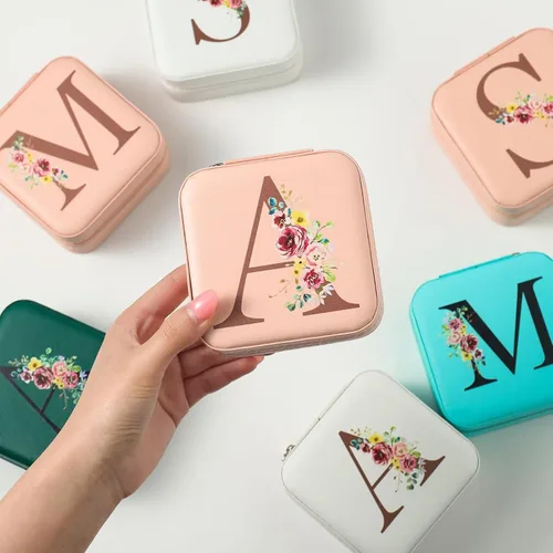 Vista 7 de Parima Regalos para amigas, hermana, organizador de joyas rosa con espejo, regalos para mujeres, amigas, regalos de cumpleaños, caja de joyería